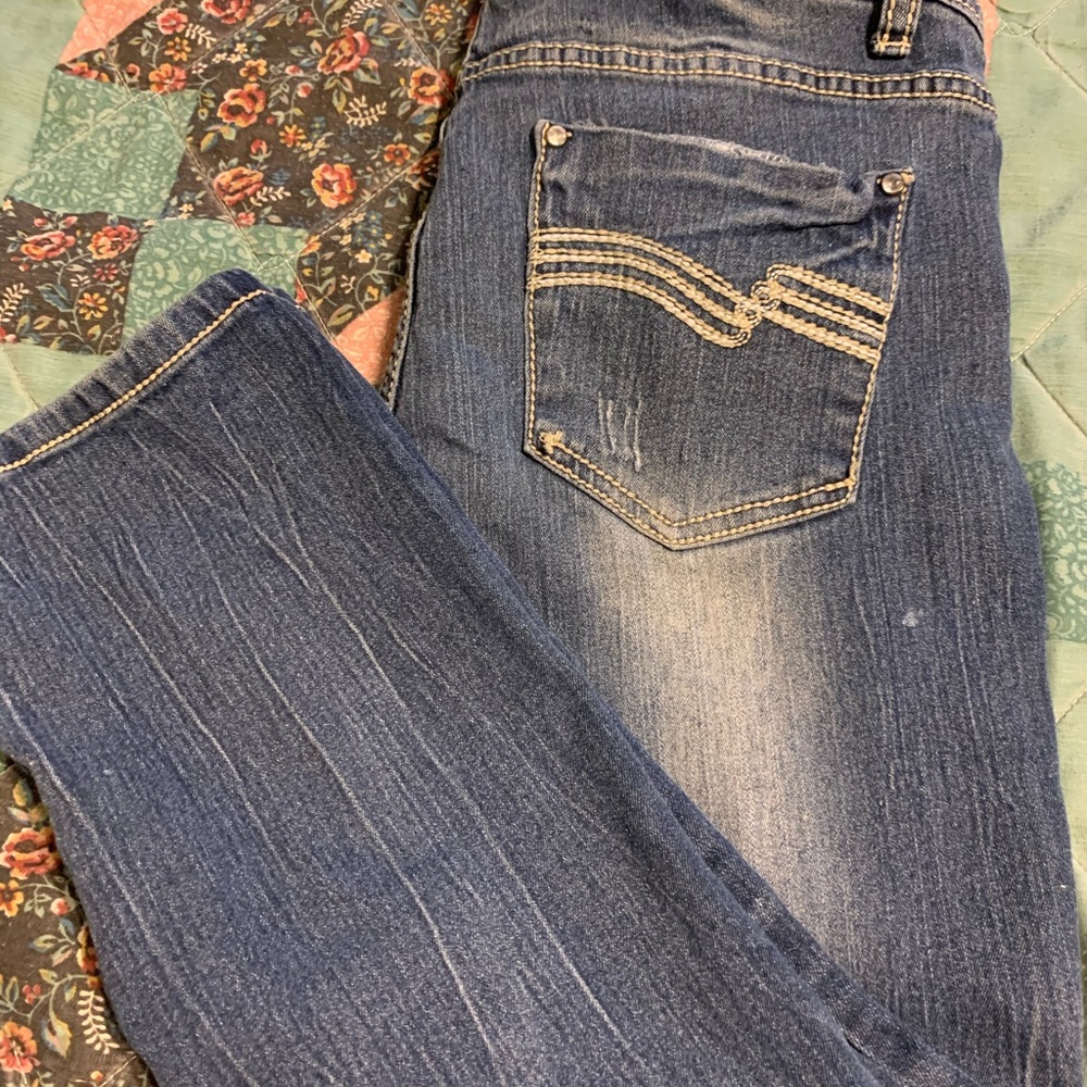 Distressed Red Riveted Jeans - Picture 3 of 3